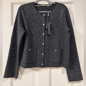 NWT Ellie Tahari Rhinestone Cardigan